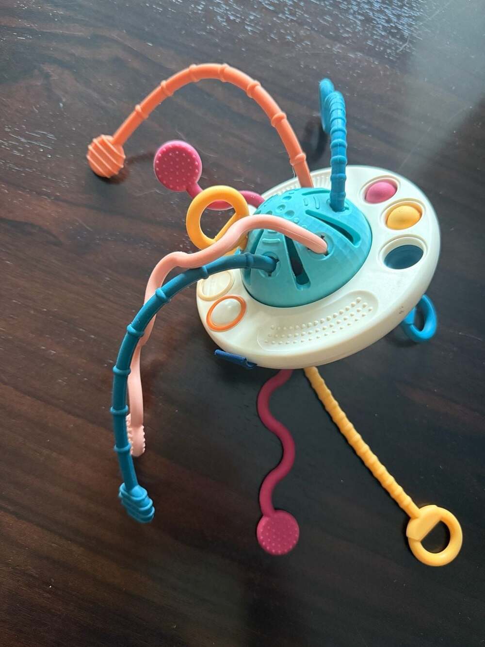 Montessori Baby Sensory UFO Activity Toy with Pull Strings and Popping Bubbles